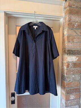 COS Navy Short-Sleeve A-Line Midi Dress